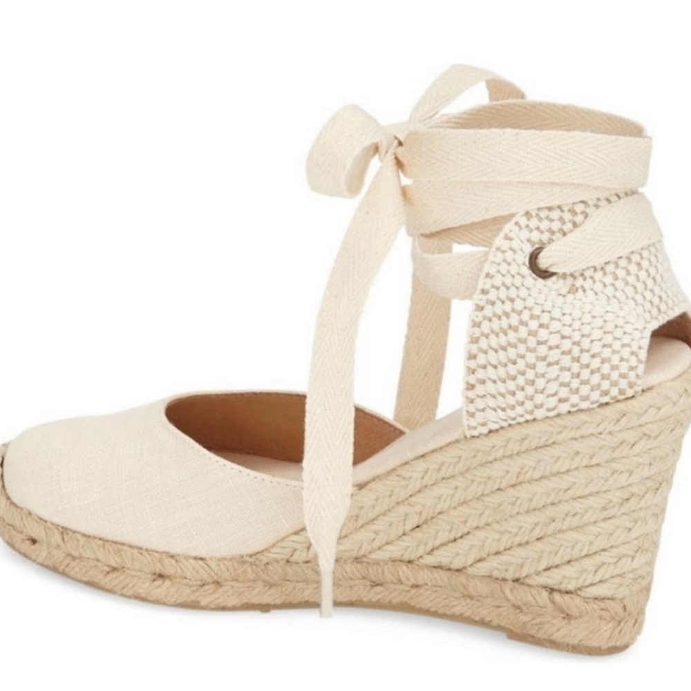 Soludos Cream Espadrille Wedge Ankle Tie Sandals - Picture 6 of 13
